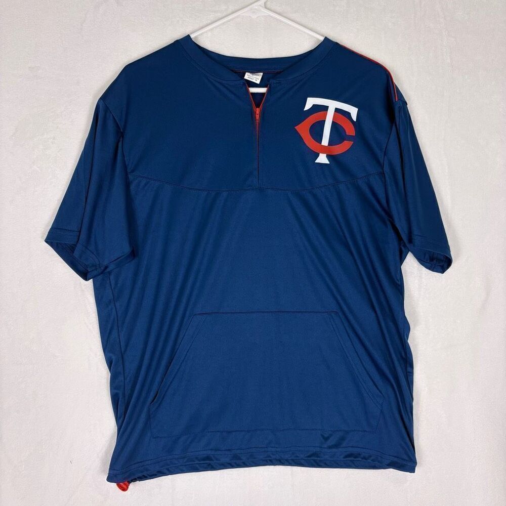 MLB Minnesota Twins Blue Quarter Zip Short Sleeve Top Men's Medium